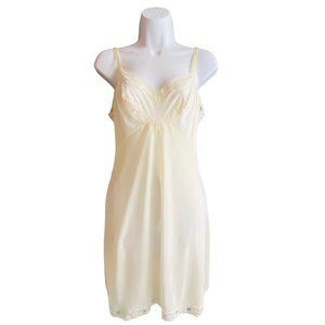 Vintage Kayser Full Slip‎ Lace Neckline And Hem Women's 32 S Cream